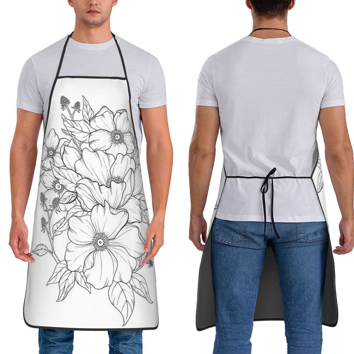 Kitchen Baking Drawing - Flower Bouquet Sketch Botanical Line Art