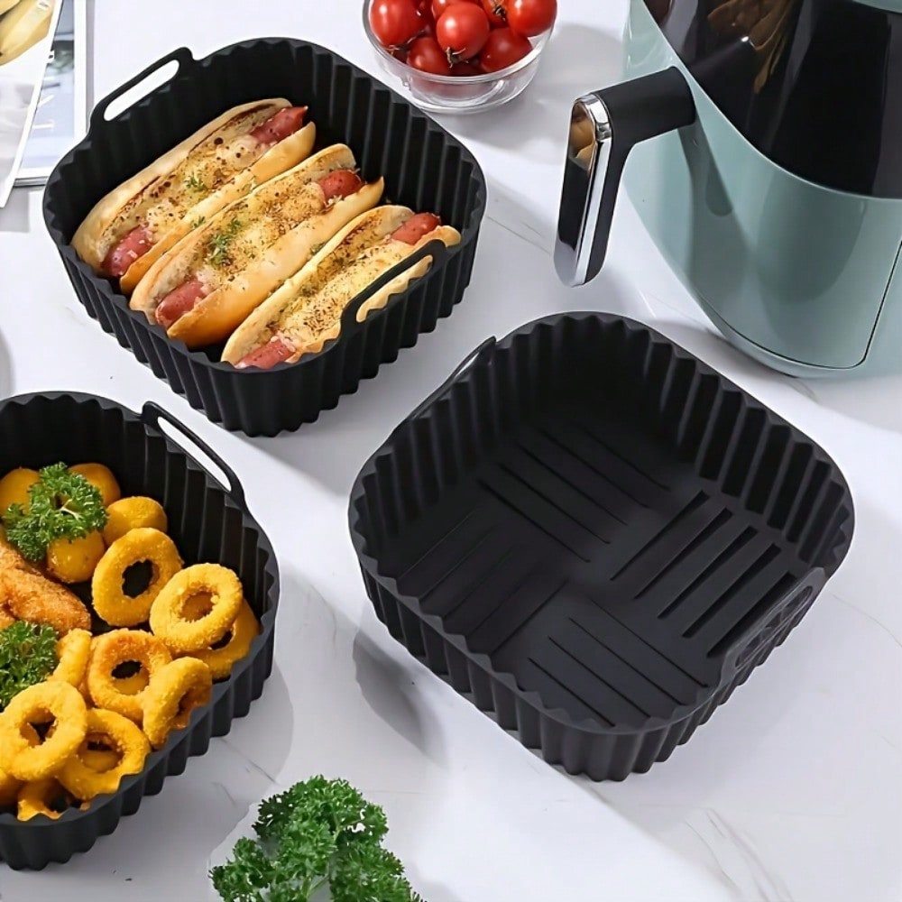 Kitchen Baking Tray - 1pc Reusable Silicone Air Fryer Liner,