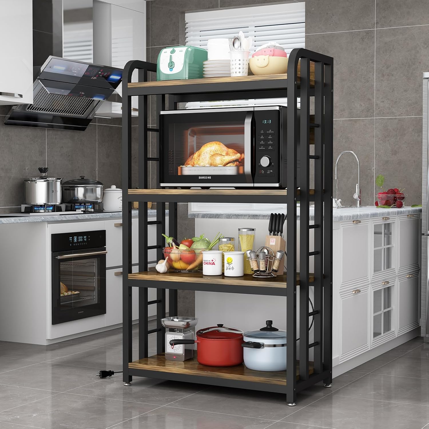4 Tier Kitchen Bakers Rack Wit - Kitchen Baker ulasan dan harga
