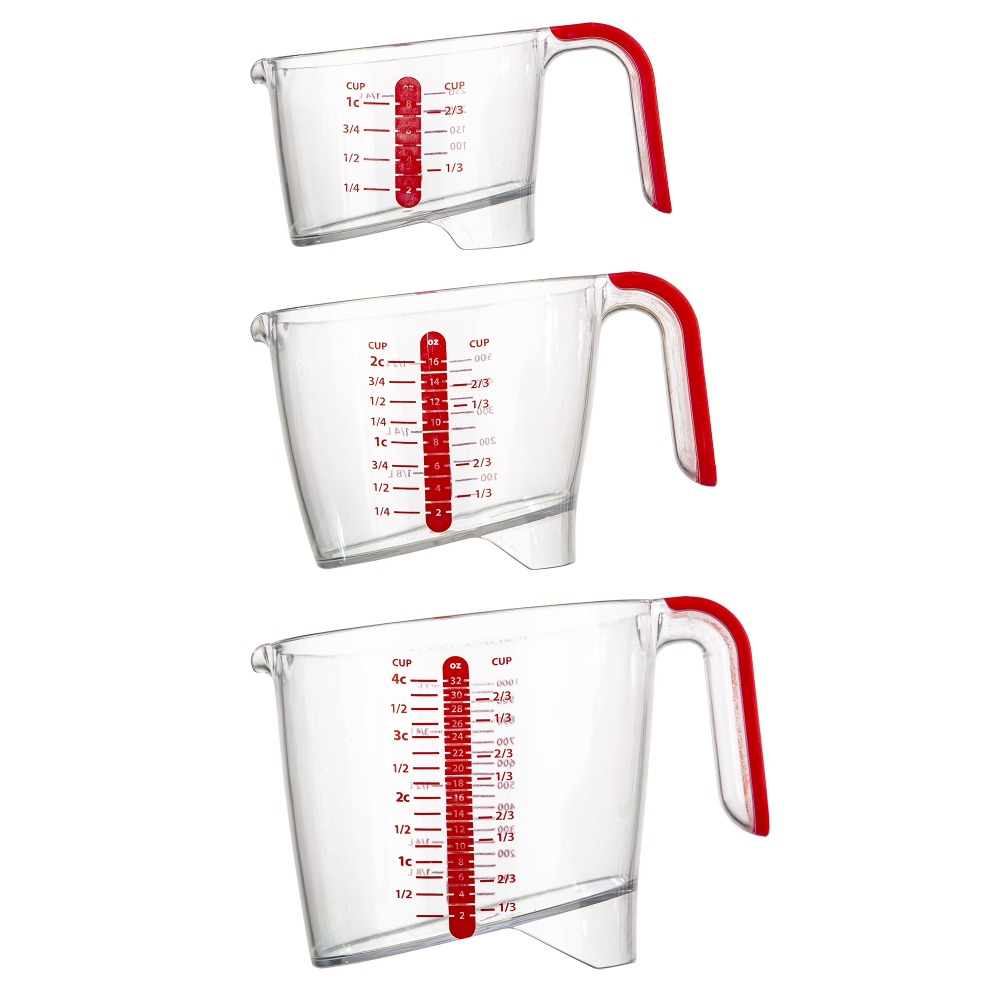 3 Piece Liquid Measuring Cup S - Kitchen Glass Baking Set ulasan dan harga