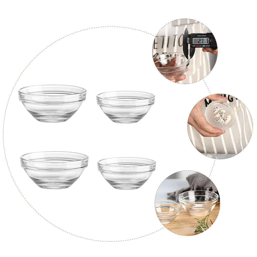 4Pcs Pudding Glass Bowls Jelly - Kitchen Glass Baking Set ulasan dan harga