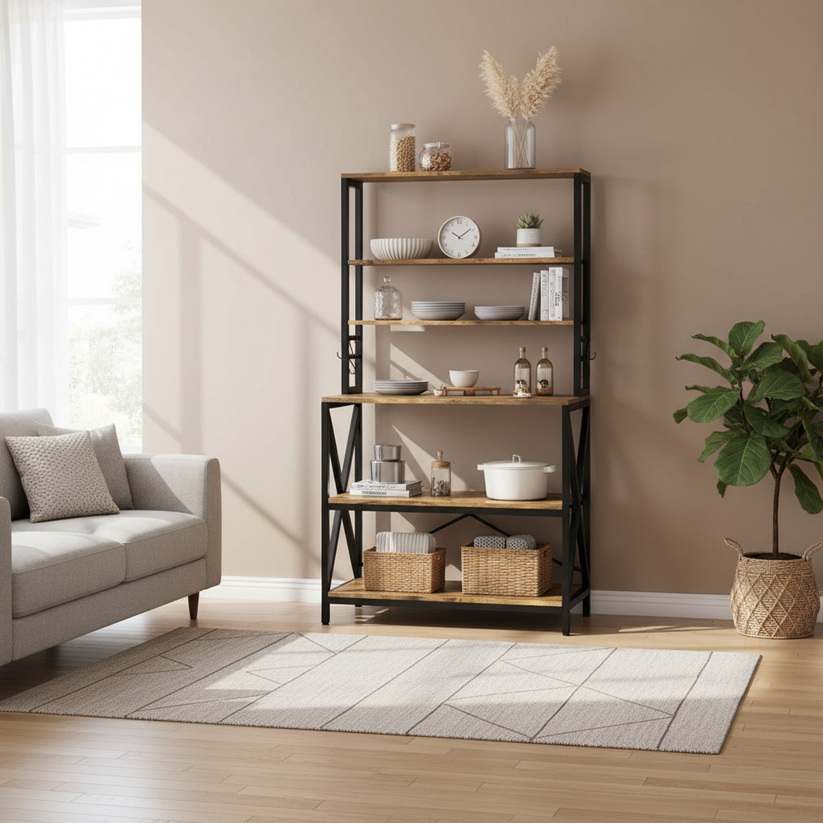 Rustic Brown 6-Tier Kitchen St - Kitchen Baker ulasan dan harga