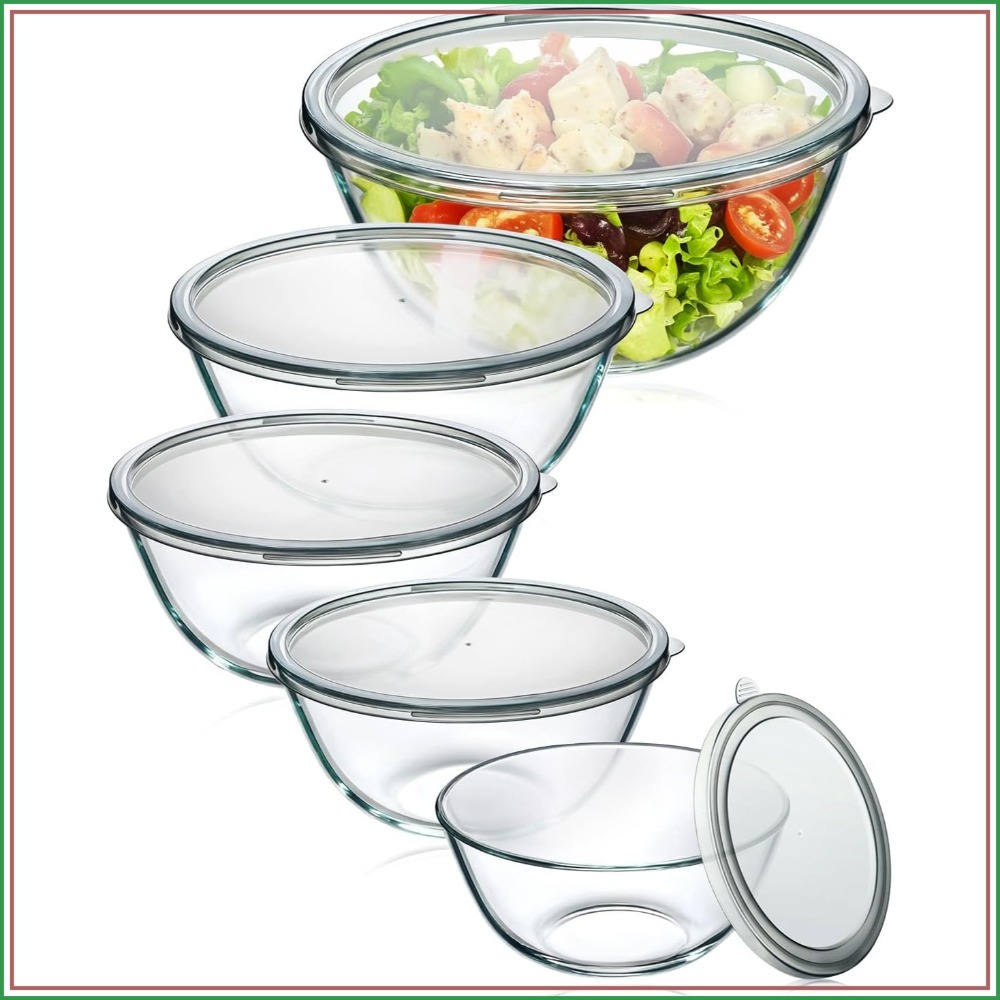 Glass Mixing Bowls With Lids S - Kitchen Glass Baking Set ulasan dan harga