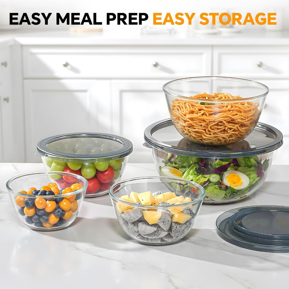 Glass Mixing Bowls With Lids S - Kitchen Glass Baking Set ulasan dan harga