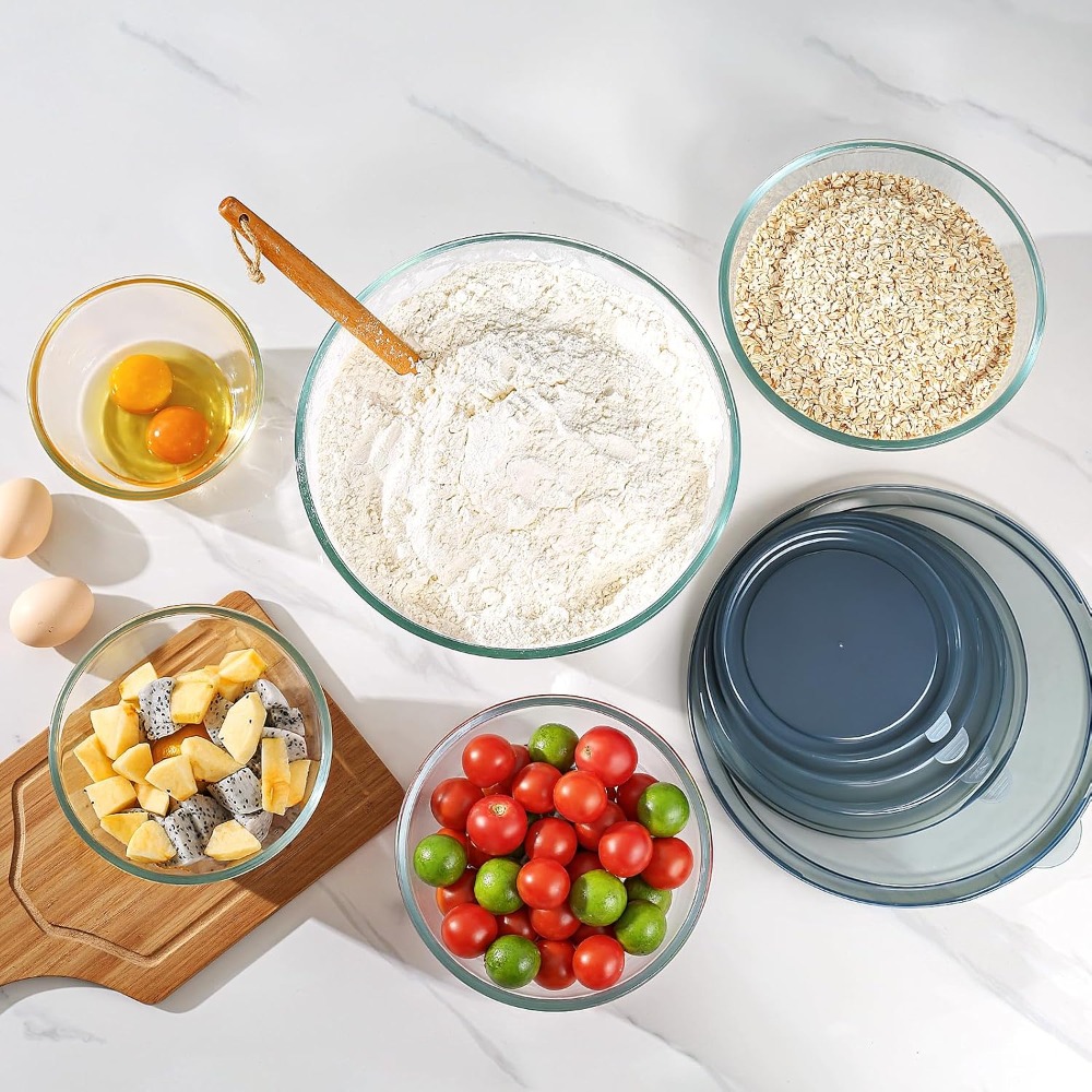 Glass Mixing Bowls With Lids S - Kitchen Glass Baking Set ulasan dan harga