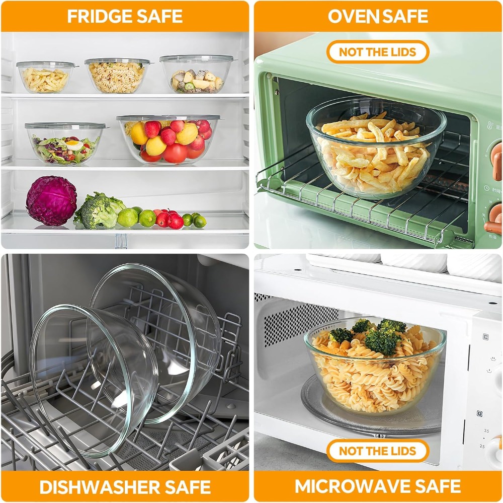 Glass Mixing Bowls With Lids S - Kitchen Glass Baking Set ulasan dan harga