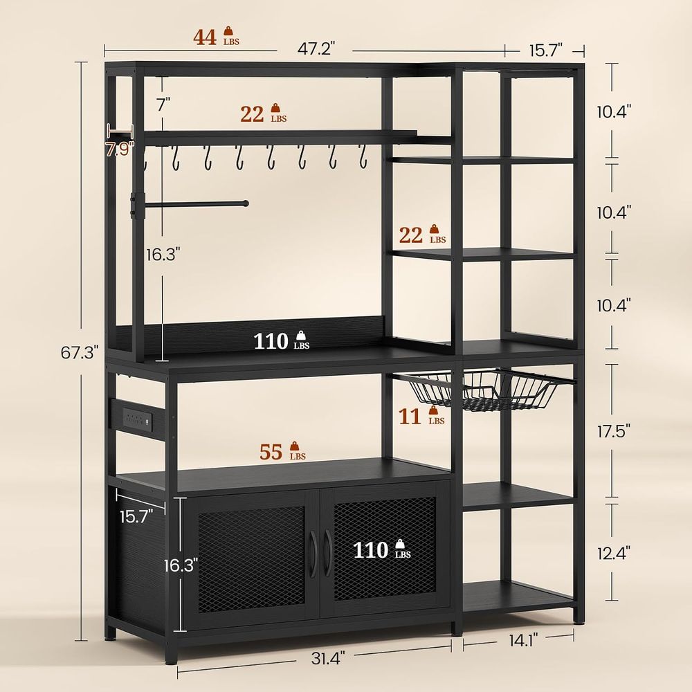 Bakers Rack with Power Outlet  - Kitchen Baker ulasan dan harga