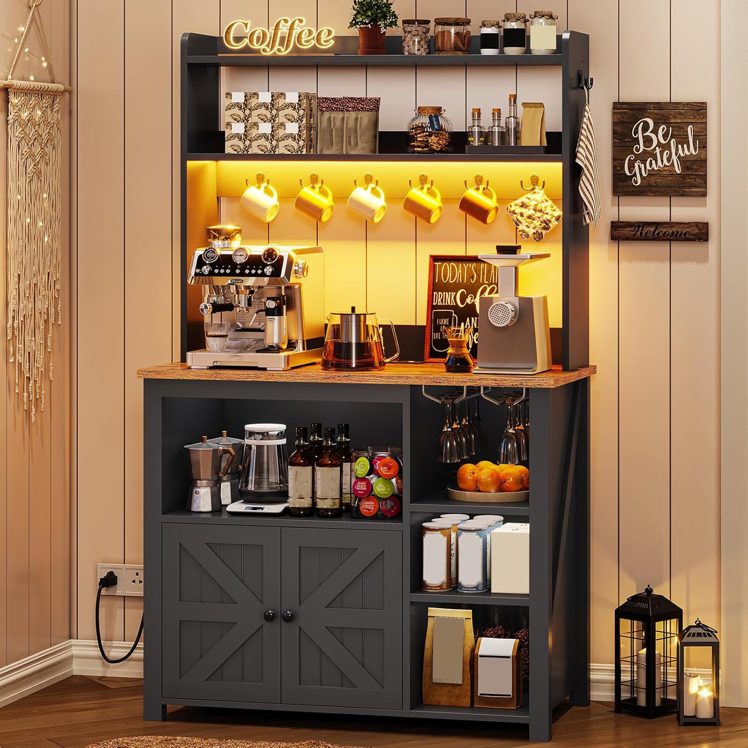 35.4 inch Coffee Bar Cabinet,  - Kitchen Baker ulasan dan harga