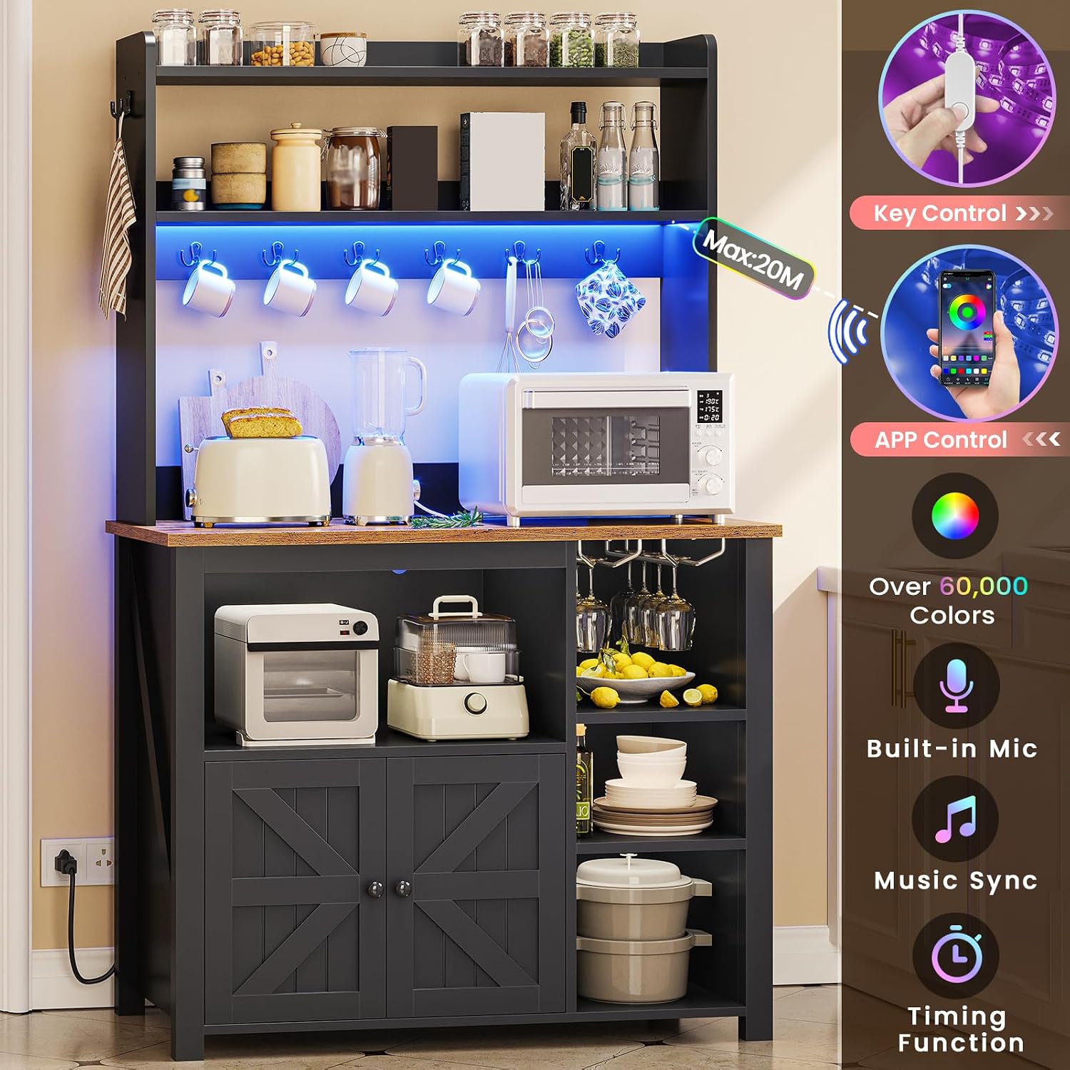 35.4 inch Coffee Bar Cabinet,  - Kitchen Baker ulasan dan harga