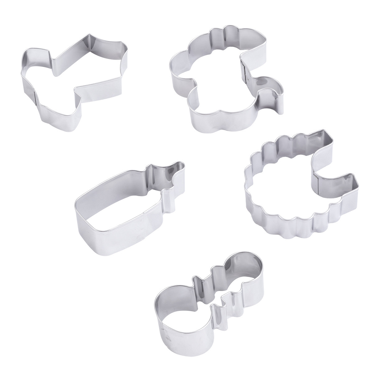 5Pcs Cookie Cutter Set Stainle - Baking Kitchen Diy ulasan dan harga
