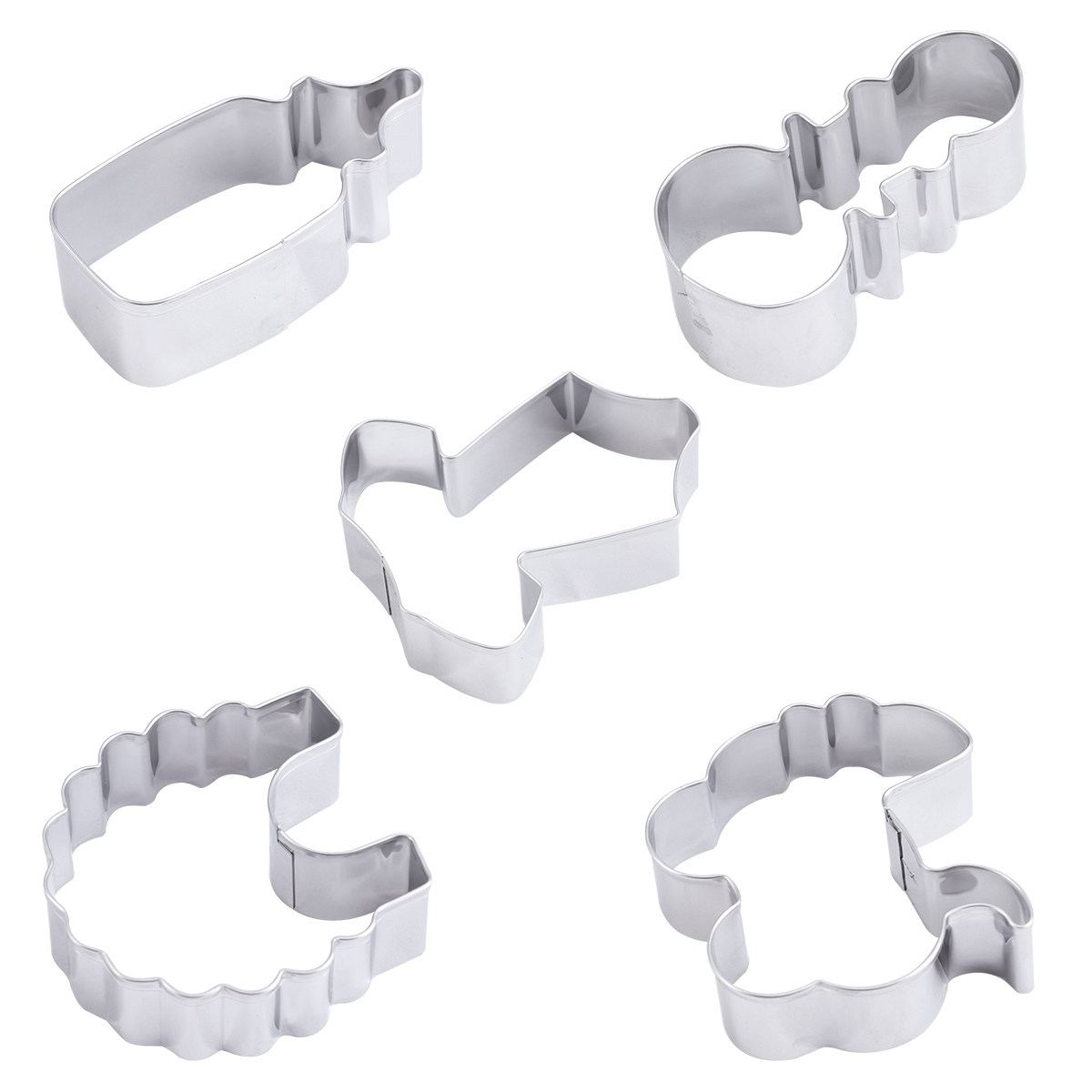 5Pcs Cookie Cutter Set Stainle - Baking Kitchen Diy ulasan dan harga