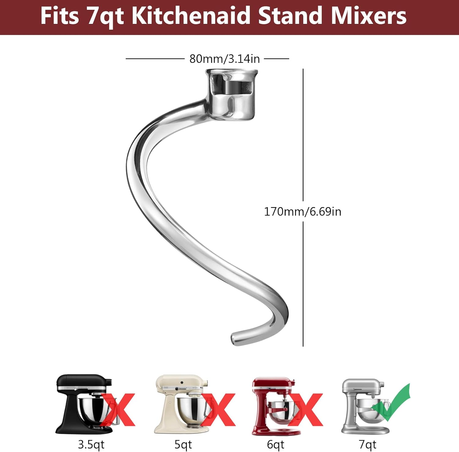 Stainless Steel Dough Hook Att - Kitchen Aid Baking Bread ulasan dan harga