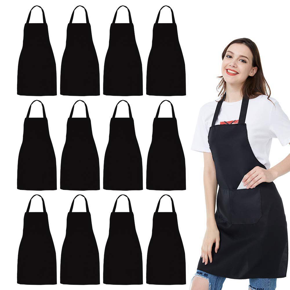 12 Pack Bib Apron - Unisex Bla - Kitchen Baking Drawing ulasan dan harga