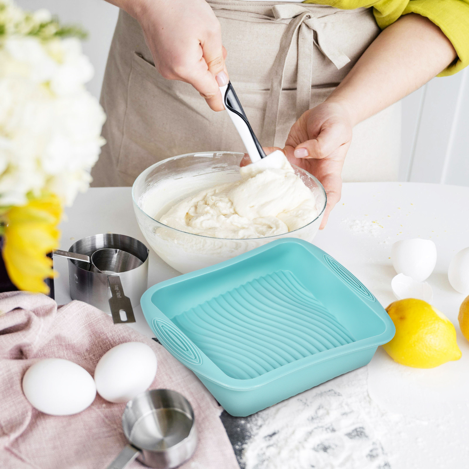 Square Silicone Cake Tin Bakin - Kitchen Baking Tray ulasan dan harga