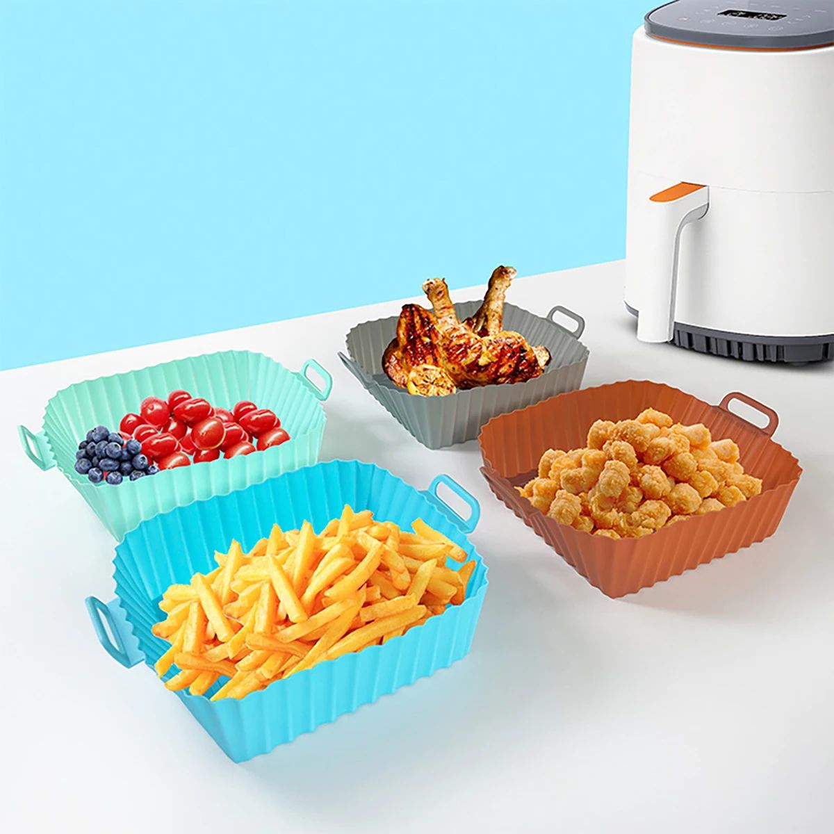 Silicone Fryer Mold Air Fryer  - Kitchen Baking Tray ulasan dan harga